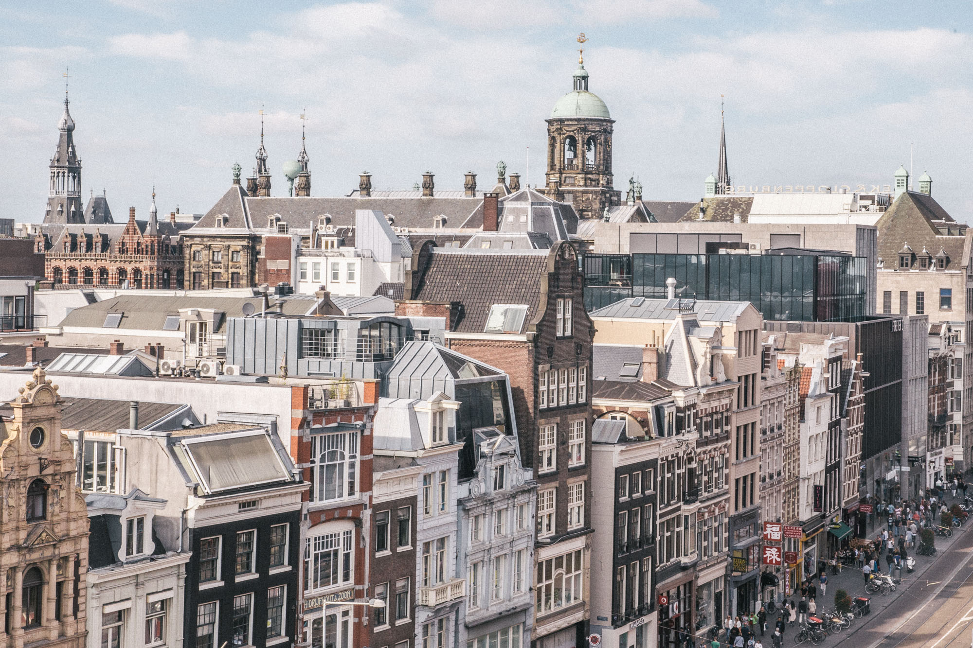 Amsterdam rooftops city view of Rokin Amsterdam, The Netherlands