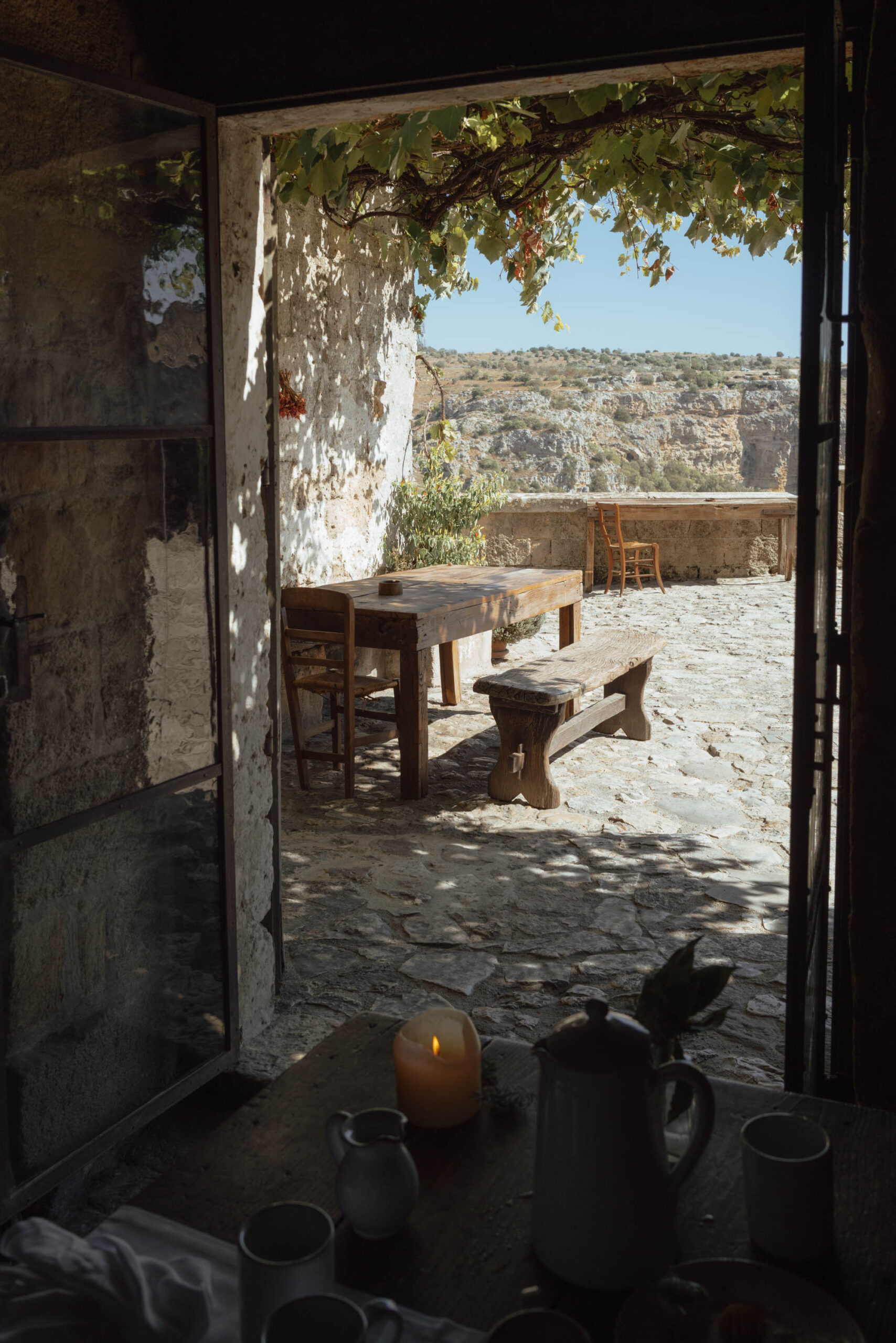 The ancient cave dwelling turned restaurant of Sextantio Le Grotte Della Civita the original cave hotel in matera italy 
