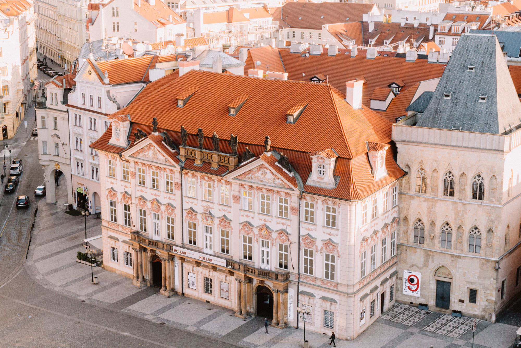 View from Astronomical Clock Tower in Prague in Old town square