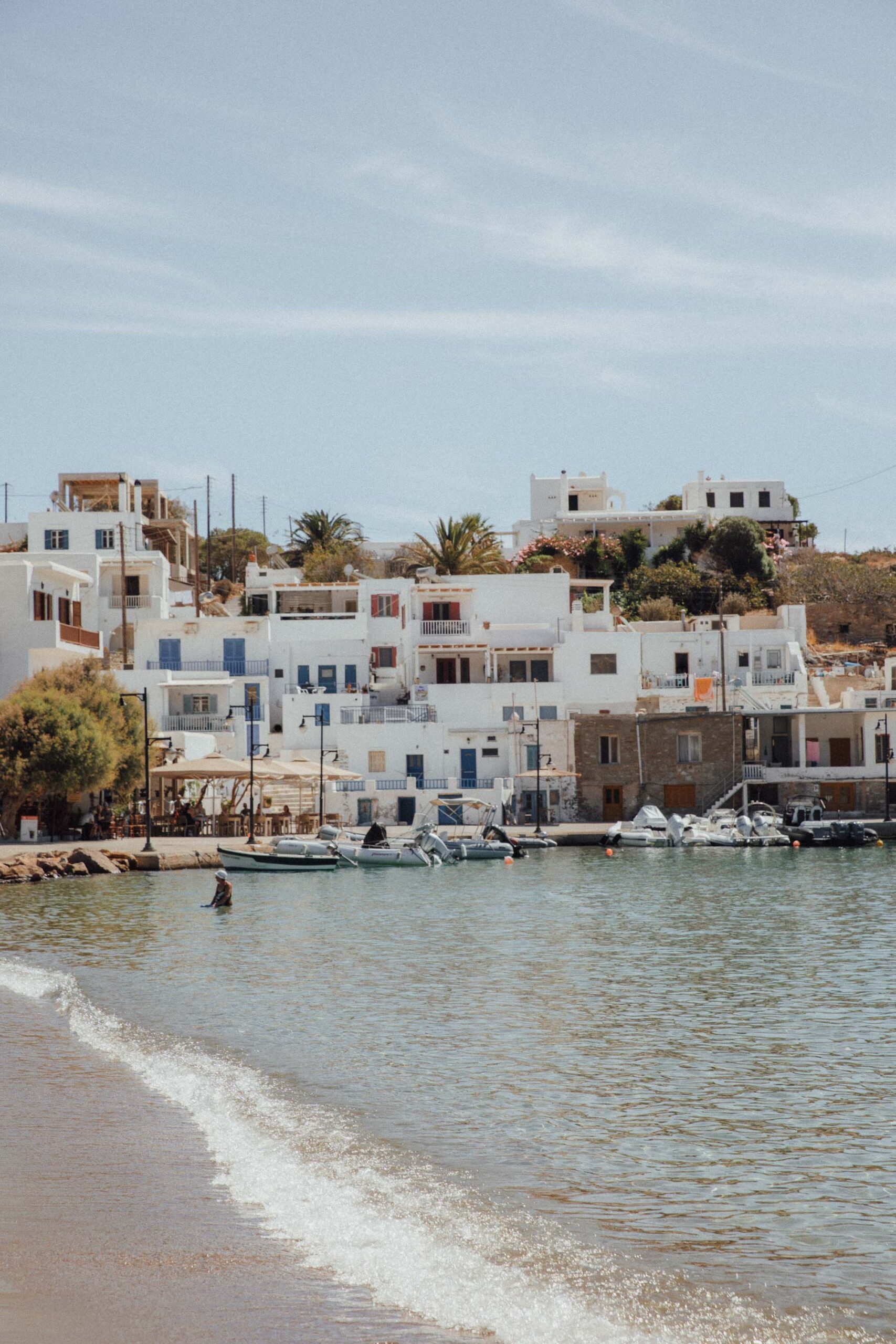 Cycladic homes and restaurants on the water at Faros on Sifnos 